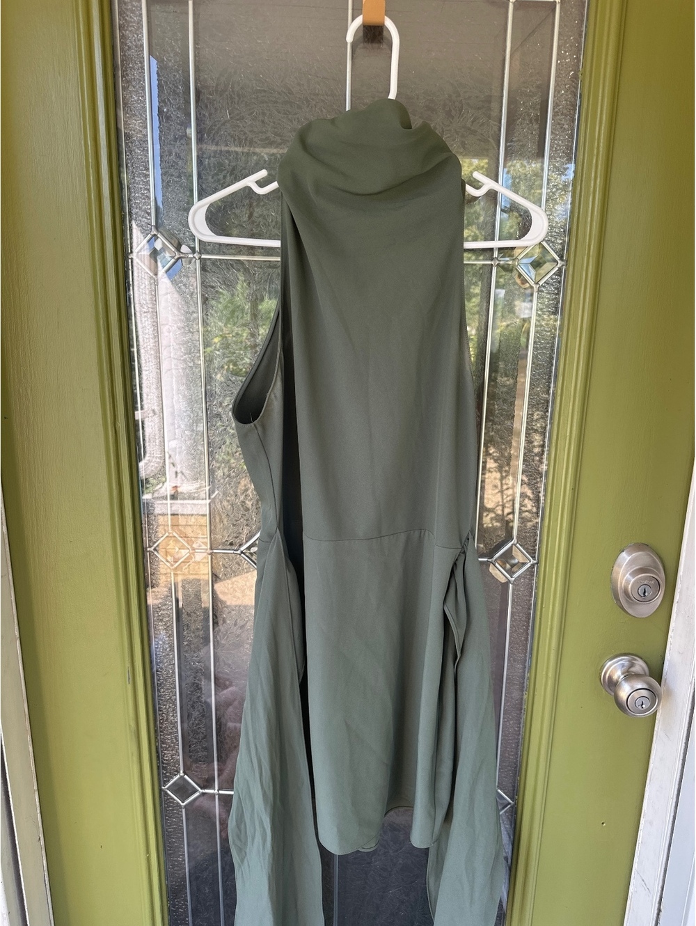 Amanda Uprichard Olive Green Sleeveless High Neck Dress Size large